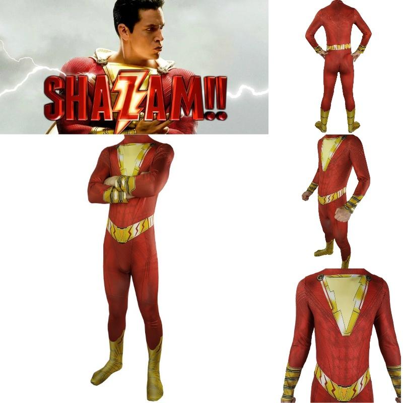 Golden Thunder Shazam Bodysuit Halloween Costume For Kids And Adults