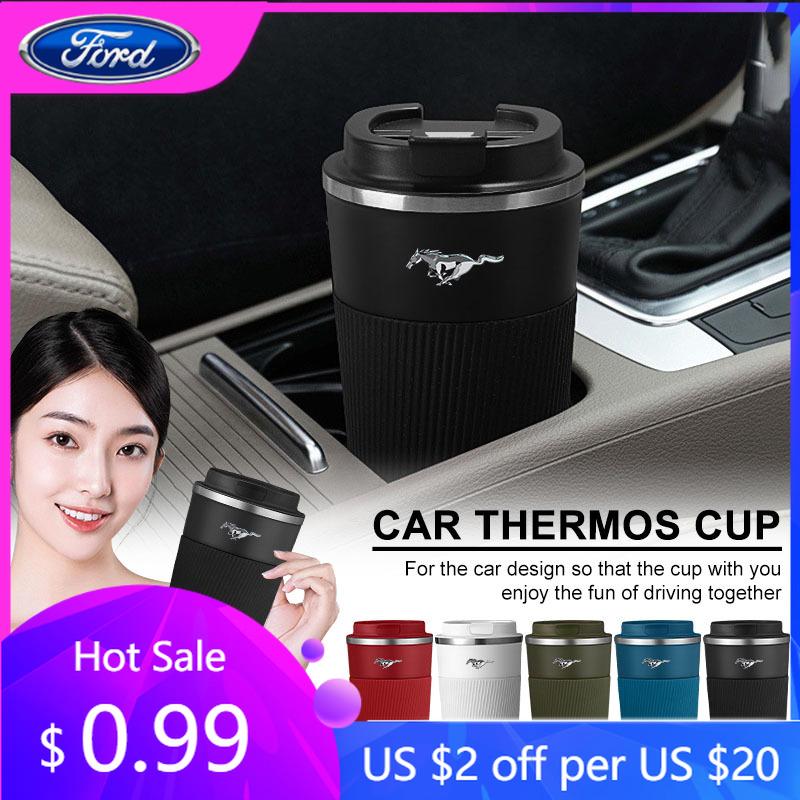 Autocollant de Voiture Mug Thermique 500ML Double Paroi Acier Inoxydable 304 Tasse à Café Thé Vide Pour Ford Mustang Universel Grande Taille Mustang