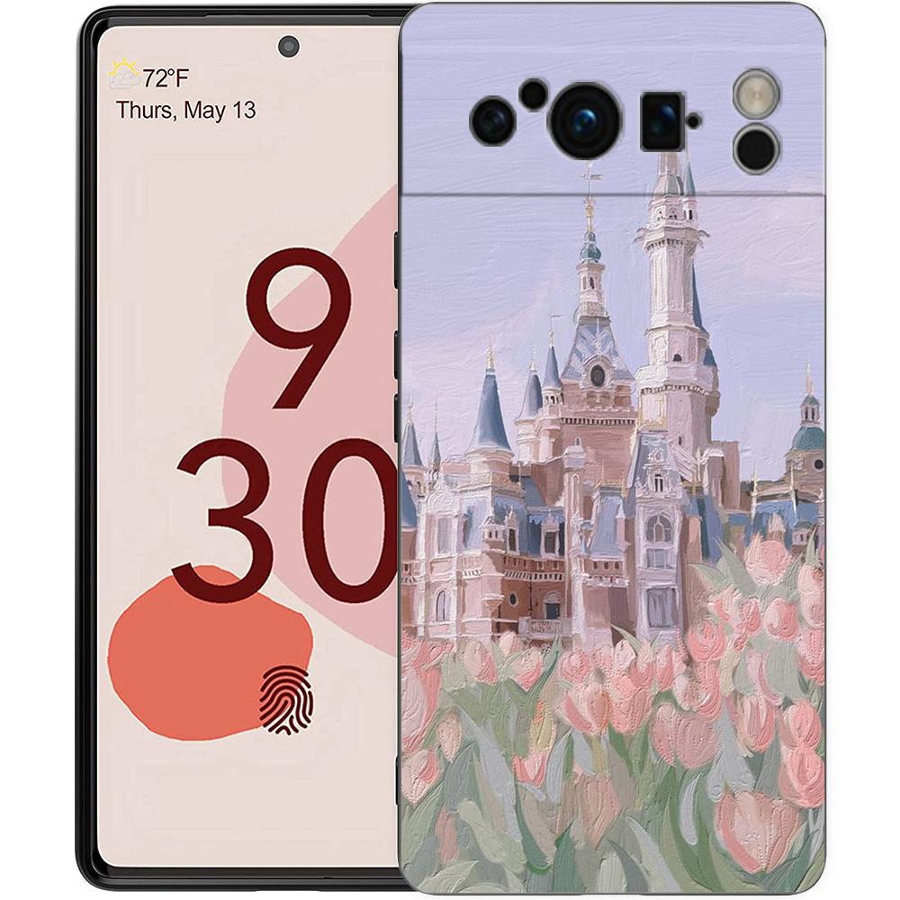 Phone Case For Google Pixel 8 A 7 6 Pro 6A 5G Black Soft Shockproof Back Cover Silicone TPU Shell Coque Cartoon Printed