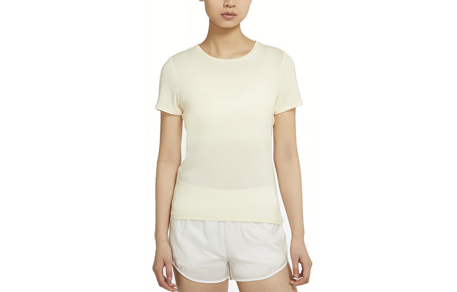 

Nike T Shirts Women s Yellow Crew Neck Moderate Straight Fit DJ8519-110 L
