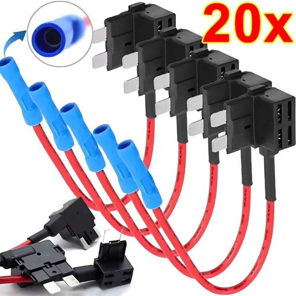 32V MINI SMALL MEDIUM Size Car Fuse Holder Add-a-circuit TAP Adapter Micro Mini Standard ATM Blade Fuse for Cars Vans 20/10/5pcs Fuses4