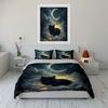 Dreamy Cat On Glowing Clouds Print Bedding Set 1 Duvet Cover 2 Pillowcases for Adult and Children Luxury Gift Full Size