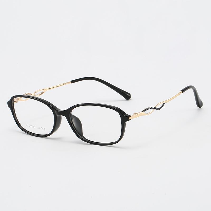 Intelligent Gentle Lady TR Glasses Frame - Ultra-Light, Natural Look with Hollow Temple Design and Prescription Lenses