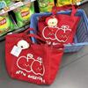 New Apple Kitty Embroidered Versatile Commuter Shoulder Large Capacity Niche Canvas Bag Simple Tote Red Bag