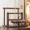 Solid Wood Jewelry Rack Counter Desktop Jewelry Display Stand Retro Walnut Color Bracelet Necklace Organizer Display Holder
