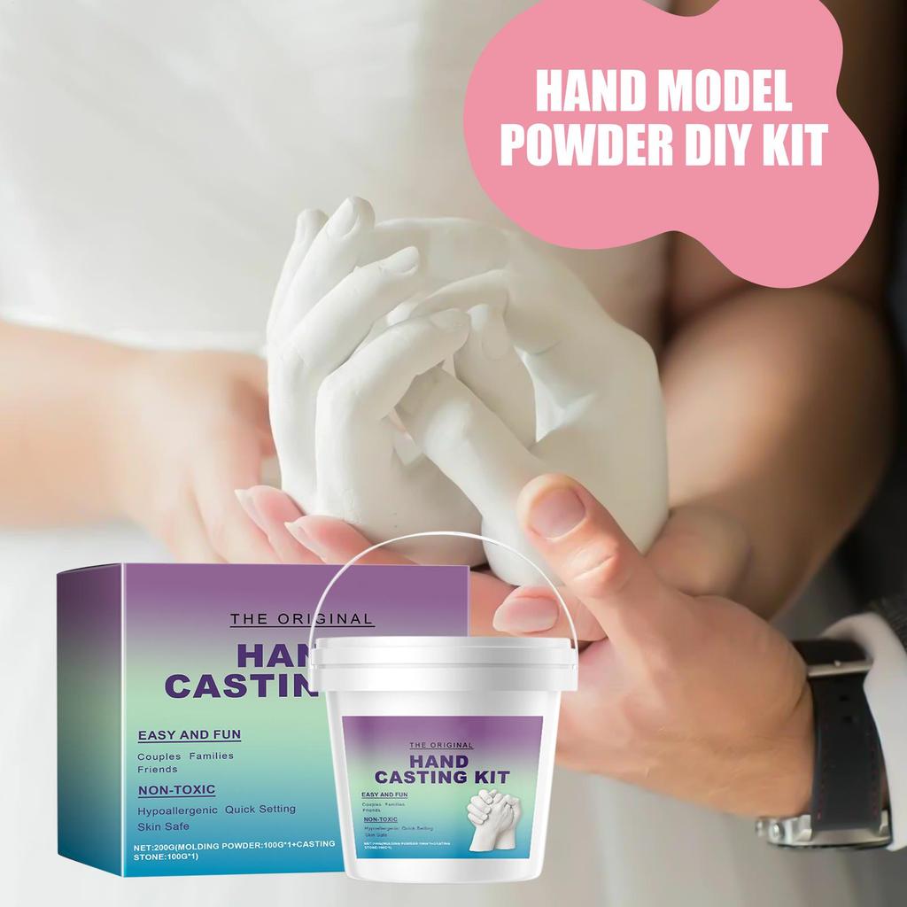 Handmade Plaster Hand Mold Casting Kits for Couples Romantic DIY Keepsake Sculpture Mould Craft Set with Gloves Memorial Gift
