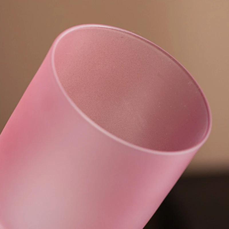 Cherry Blossom Powder Mug Frosted High Footed Crystal Cup Afternoon Black Tea Tall Glass Cup Household Items Drinking Tea Cups