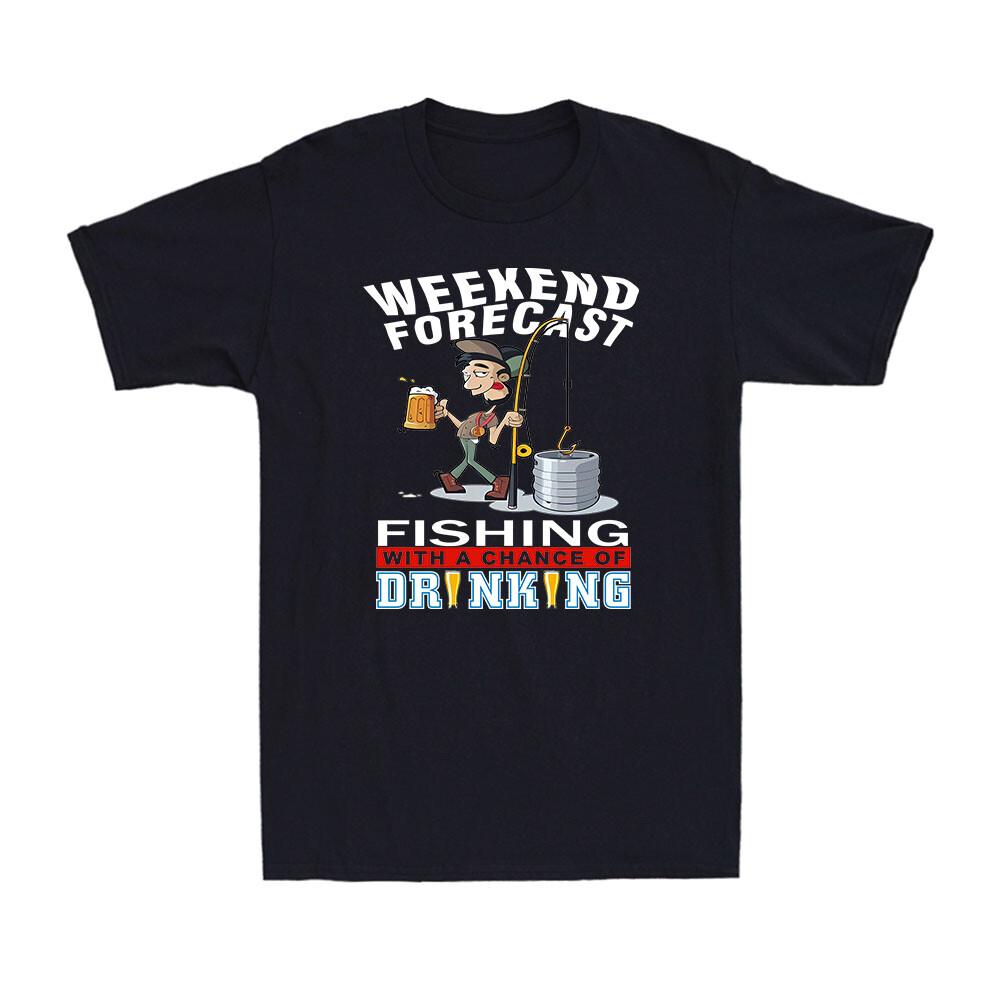 Fishing Weekend Forecast Funny Fisherman Cozy Drinking Men s Cotton T-Shirt XL