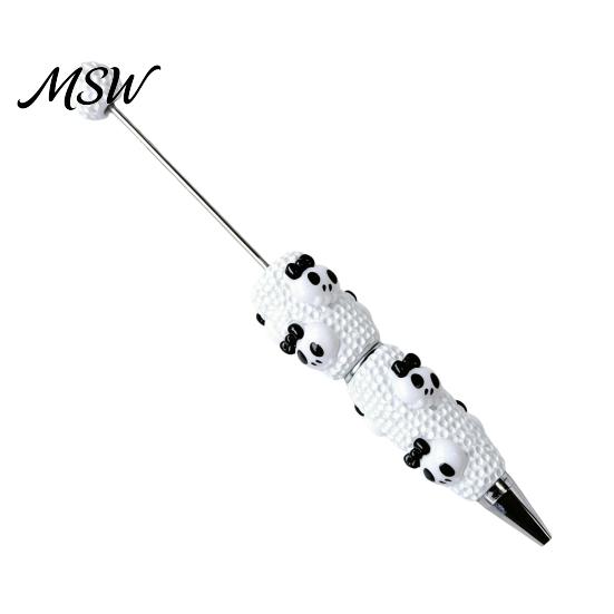 Cartoon Ghost Writing Pens Halloween Rhinestone Beadable Pen, DIY Sparkly Cat Pumpkin Plastic Beaded for Crafts Glitter Black Ink Ballpoint Pen Making