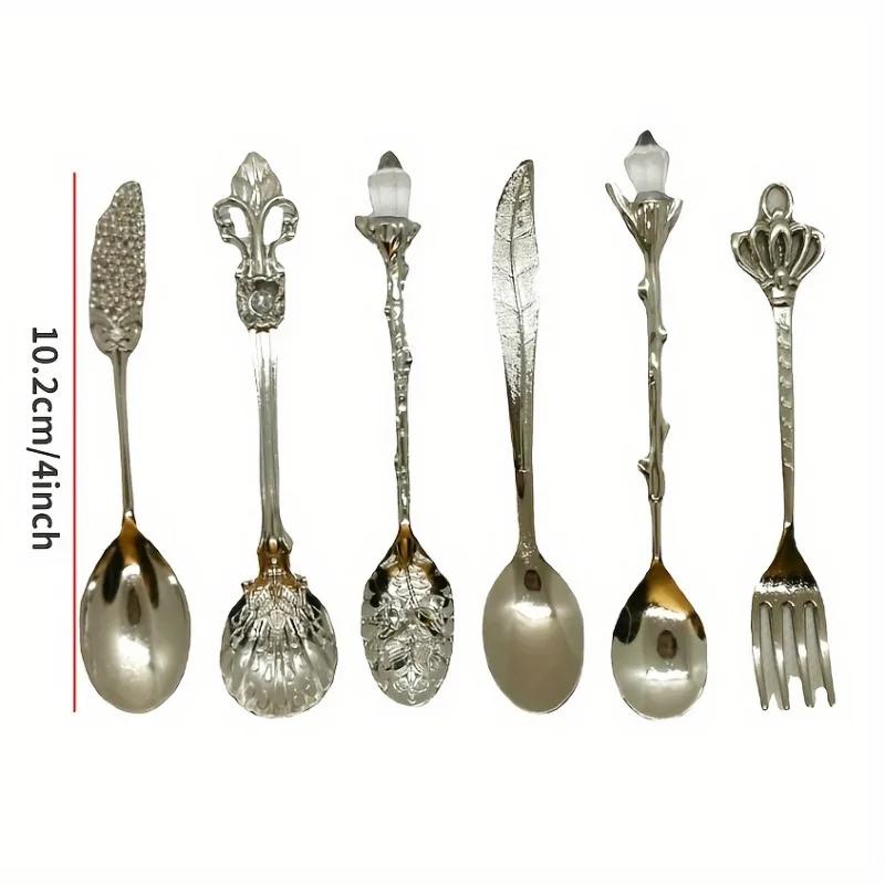 6 Teile/satz Vintage Europäischen Palace Geschirr Set Obst Kuchen Gabel Kaffee Löffel Küche Zubehör