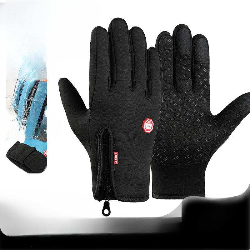 Outdoor Cycling Gloves for Spring and Autumn Men and Women Warm Plus Velvet Waterproof All-finger Fitness Cycling Touch Screen Gloves for Winter