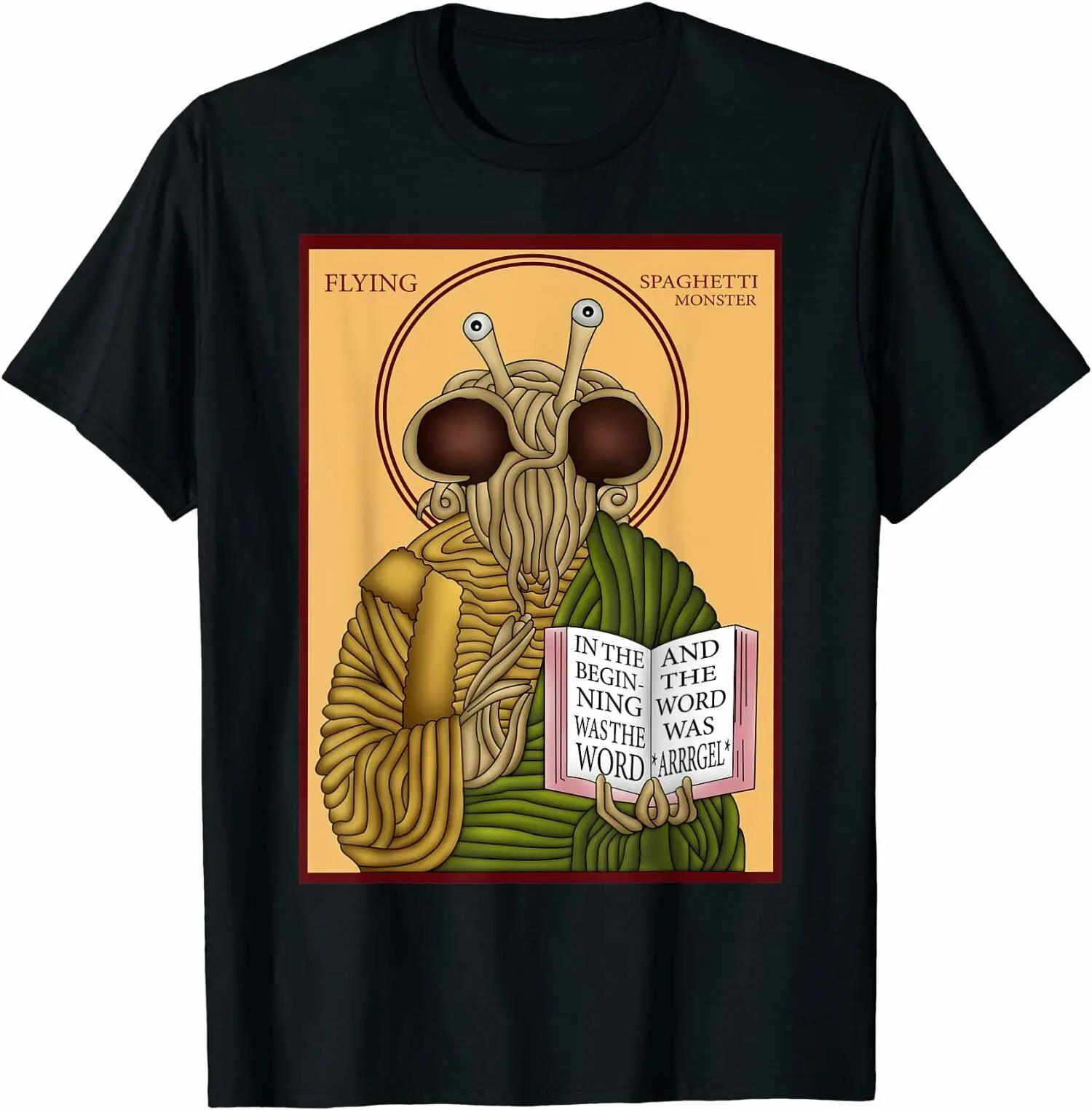 Flying Spaghetti Monster Tee FSM, Pastafarian T-Shirt Premium Cotton Short Sleeve O-Neck Mens T Shirt New S-3XL S разноцветный