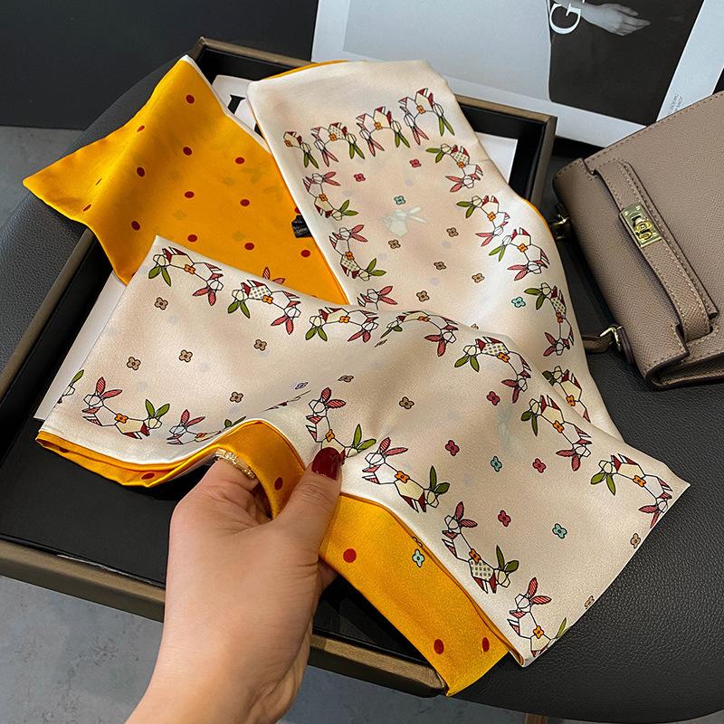 Big Brand Double-sided Printed Long Headband Silk Scarf Hin Scarf Ribbon Tie Bag Decoration Suit Scarf Waist Belt Multi Function