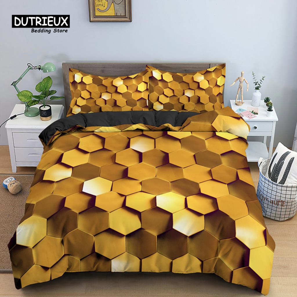 Multicolored Glass Shards Abstract Animals Bedding Set Polyester Psychedelic Geometric Duvet Cover King Queen For Kid Adult Gift