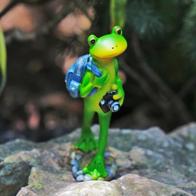 Resin Frog Figurine Planter Decoration Frog Statue Outdoor Garden Decor Frog