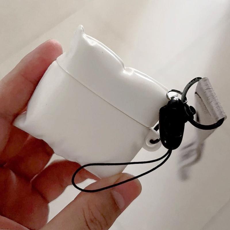 Funda Creativa para Auriculares con Forma de Cojín Cubierta Flexible de Silicona TPU Y Accesorio con Encanto Para Pods 4 2024