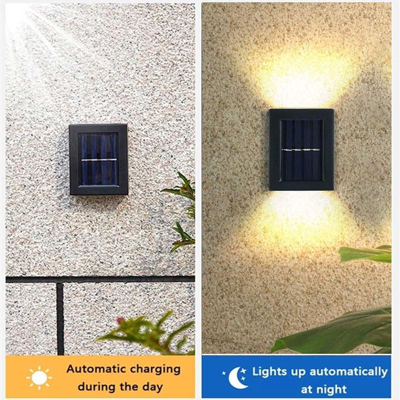 Solar Wall Light ABS Waterproof Up Down Outdoor with Built-in Li-ion Battery for Garden Yard Stairs Decoration Solar Panel Light