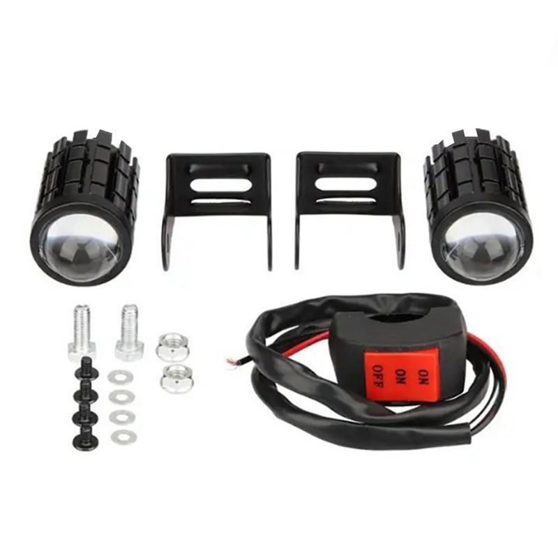 New!12-80V Motorcycle LED Head Light Lamp 12W Mini Driving LED Light Fog Spotlights White+Amber Light Waterproof Spotlight Parts