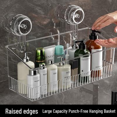 Elegant Faucet Suction Cup Storage Rack for Bathroom Cosmetics and Washbasin Essentials
