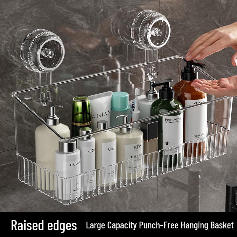 Elegant Faucet Suction Cup Storage Rack for Bathroom Cosmetics and Washbasin Essentials