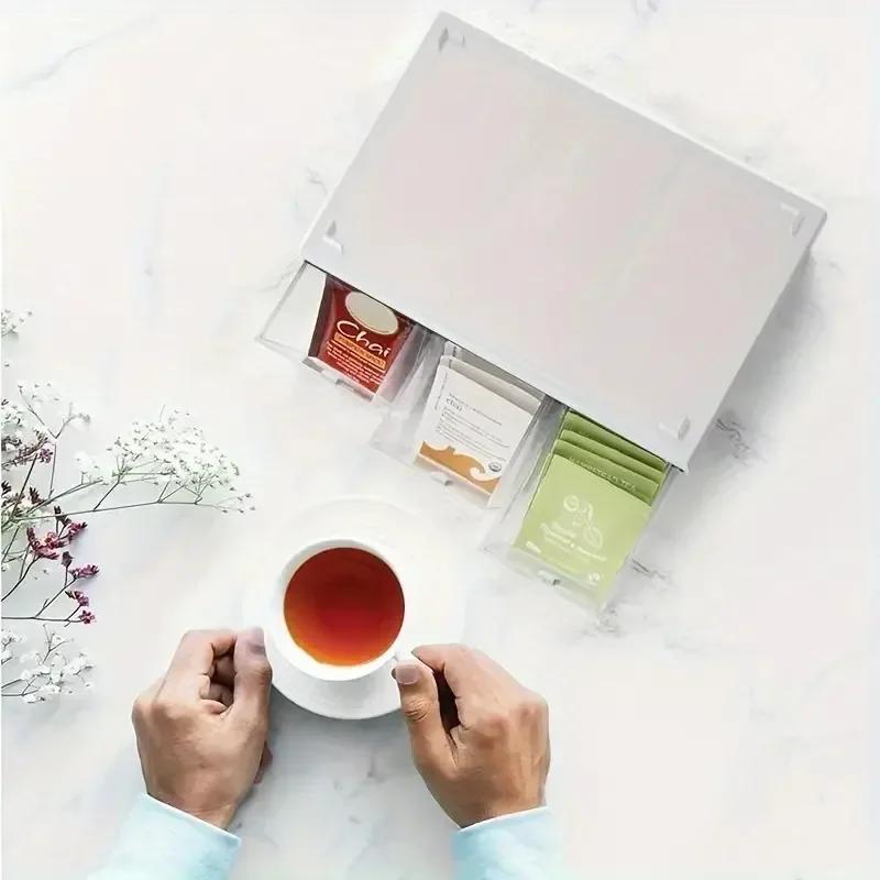 

Drawer tea bag storage box, kitchen cabinet storage, drawer countertop, coffee, tea and sugar storage box білий