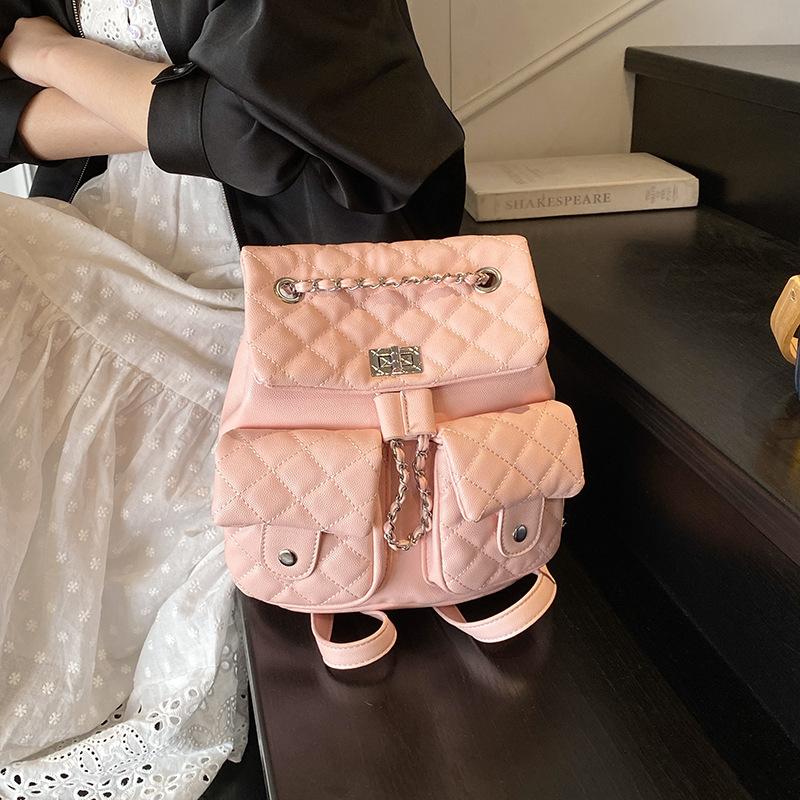 New Fashion Trend Street Shot Rhombus Embroidery Thread Duma Backpack Women's Schoolbag