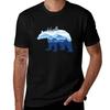 Asheville Blue Ridge Mountains - Black Bear - Blue On White 26 T-Shirt Relaxed Casual Short Sleeve Tee