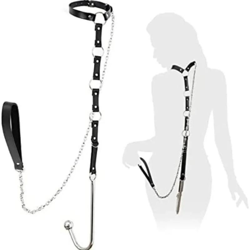 Metal Anal Hook & Slave Collar Set – Forced Bondage Kit for Master/Slave Obedience Games