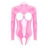 Kattdress for kvinner Wet Look PVC skinn bodysuit One Piece Cutout Jumpsuit Clubwear
