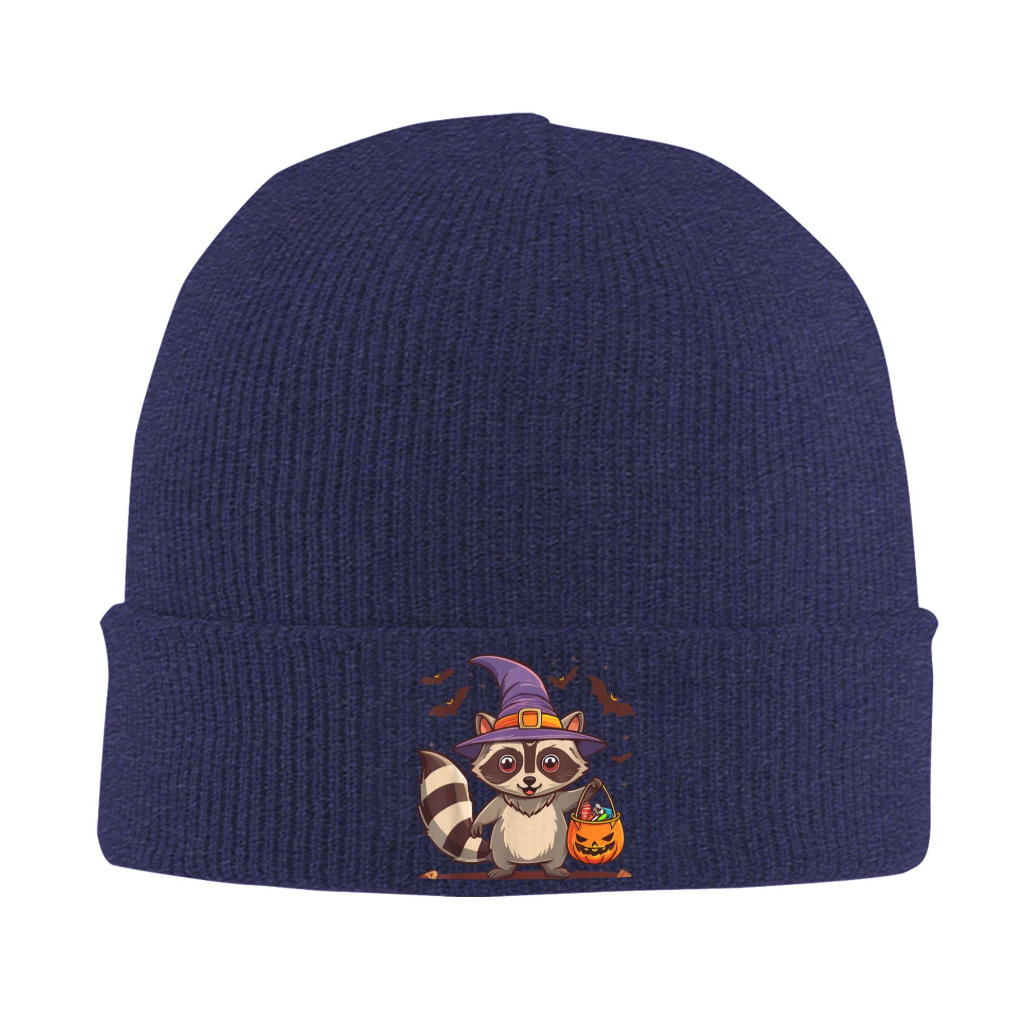 

Funny Raccoon Trash Panda Halloween Trick or Treat Humor Beanie Hats Knit Hat Unisex Y2K Cool Warm Soft Caps Autumn Bonnet Hats One Size