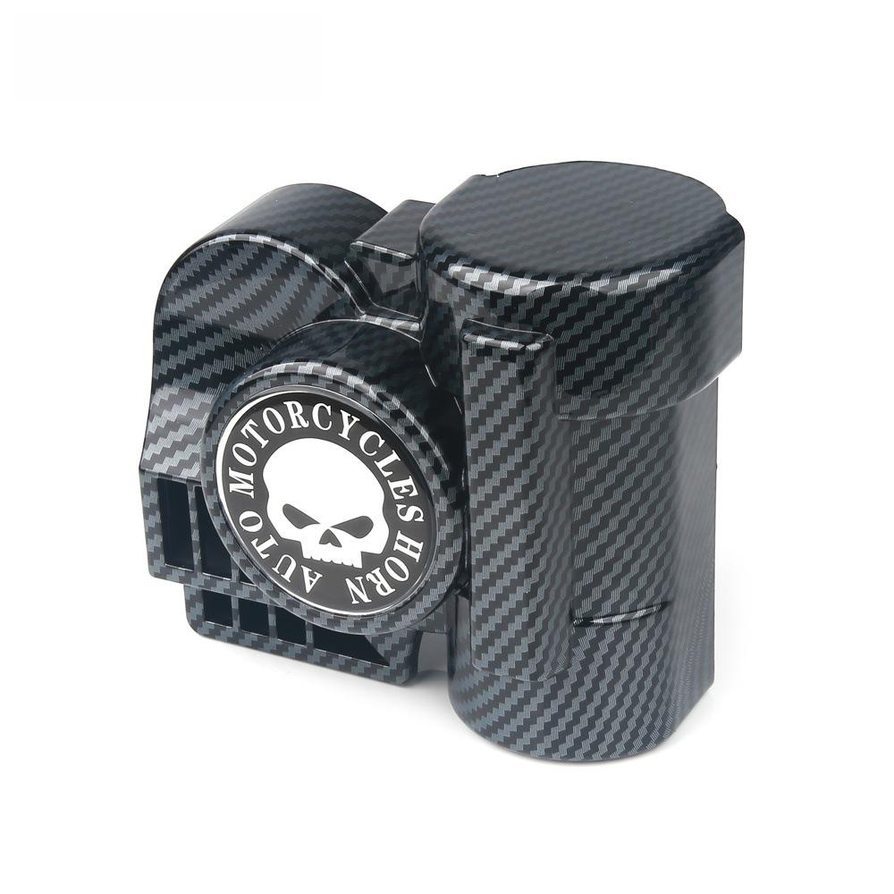 

Harley 12V Electroplated Carbon Fiber Air Horn with Integrated Snail Pump