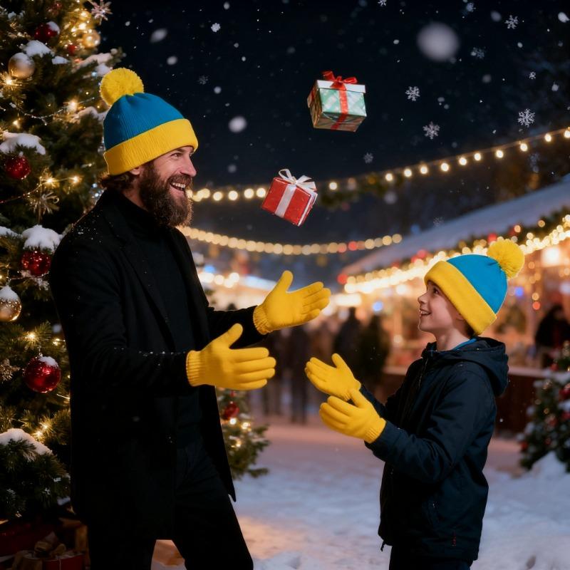 1 Stück/2 Stück/3 Stück Cosplay Lustige Mütze und Handschuhe, Charakterpark Winter Warme Strickmütze Weihnachtskostüm Zubehör für Neujahr