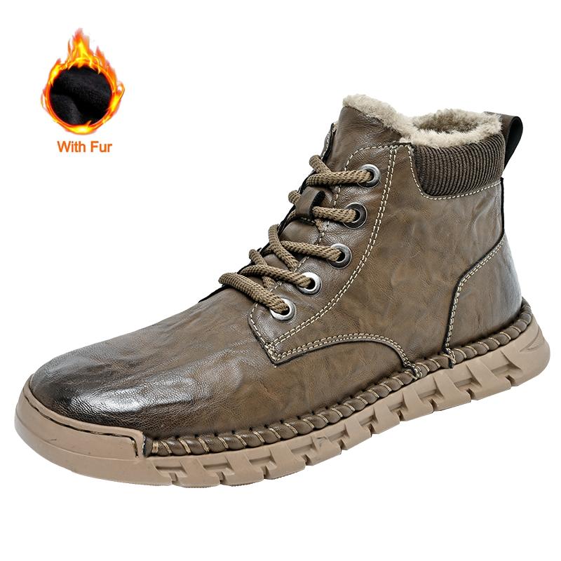 

Fashion Winter Retro Style Boots High Quality Men Casual Leather Thick Bottom Comfy Business Dress Shoes Lace-up Male Ankle Boots 38