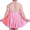 Sexy Men Lace Halter Backless Dresses High Elastic Slip A-Line Pleated Mini Micro Dresses Thin Sheer Oil Glossy Shiny Maid Dress