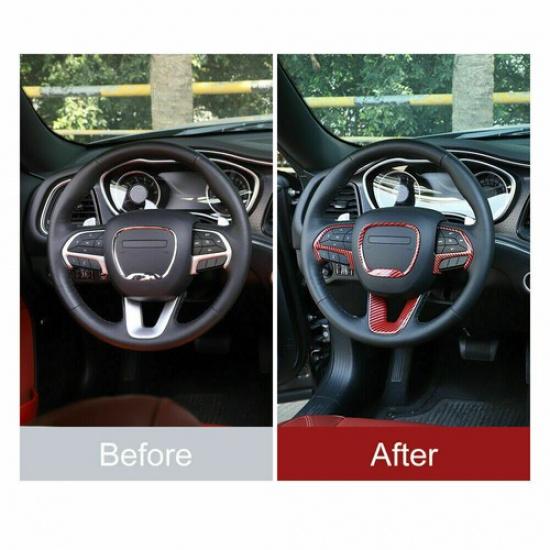 4pcs Steering Wheel Cover Bezel Trim For Dodge Challenger Charger Durango 2015+