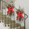 Christmas Stairway Swag Artificial Winter Wreath Pinecones Bowknot Decoration
