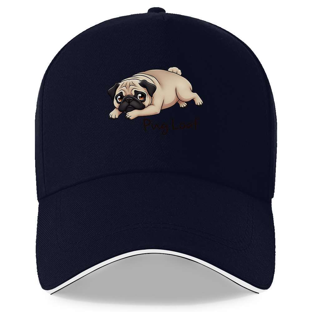 Pug Loaf Cartoon Dog Baseball Cap Polyester Adjustable Casual Sports Headwear Unisex