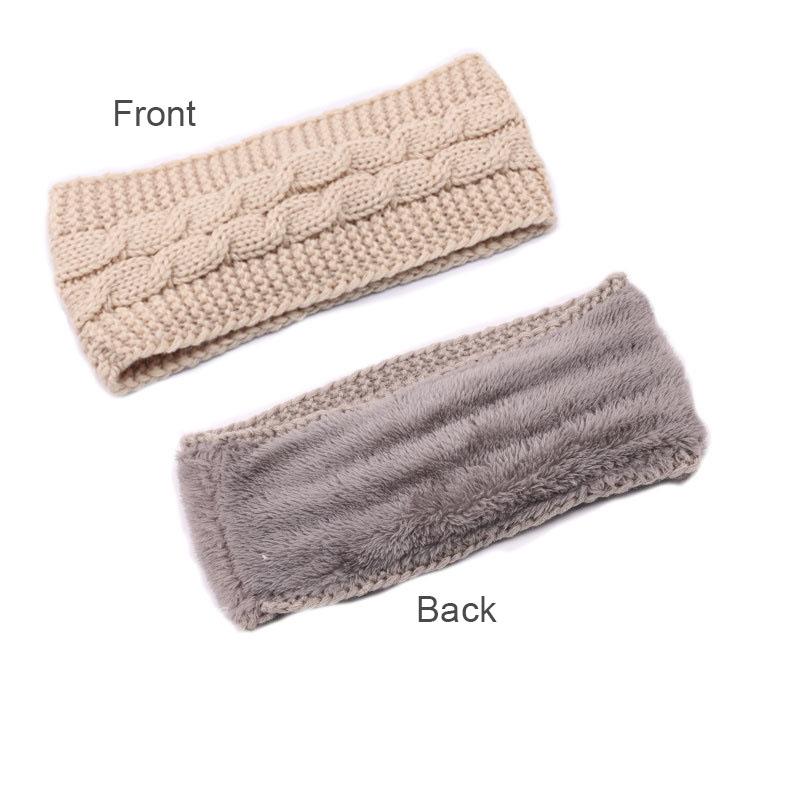 Womens Thermal Ribbed Thick Fleece Lined Winter Headband Wrap Ear Warmer