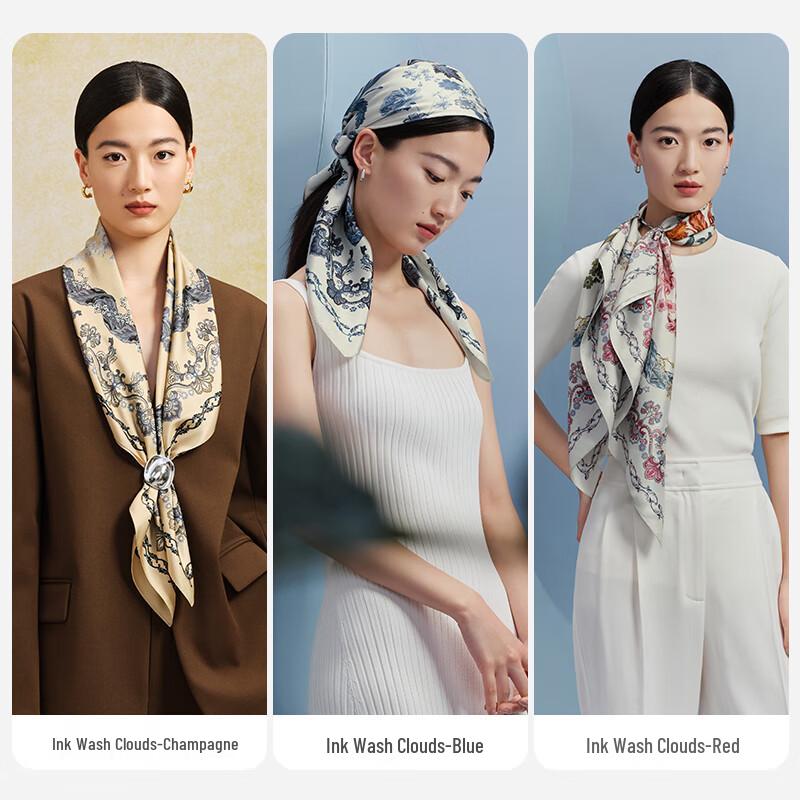 Wensli Ink Wash Smoke Cloud 100% Mulberry Silk Scarf