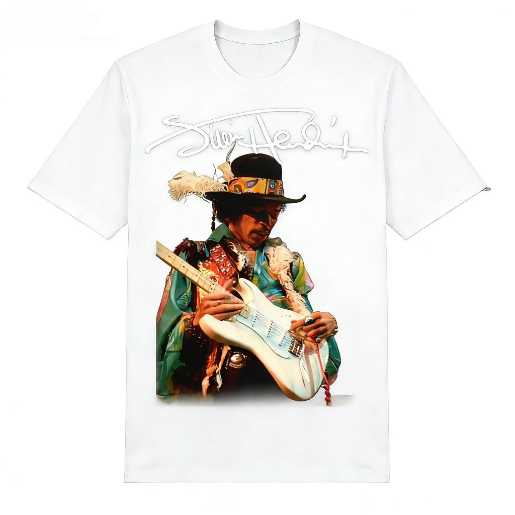 2026 Wiosna-Lato Jimmy Hendrix Singer Cotton Fan Gift Czarny neutralny nadruk Męski i damski uniwersalny casualowy T-shirt