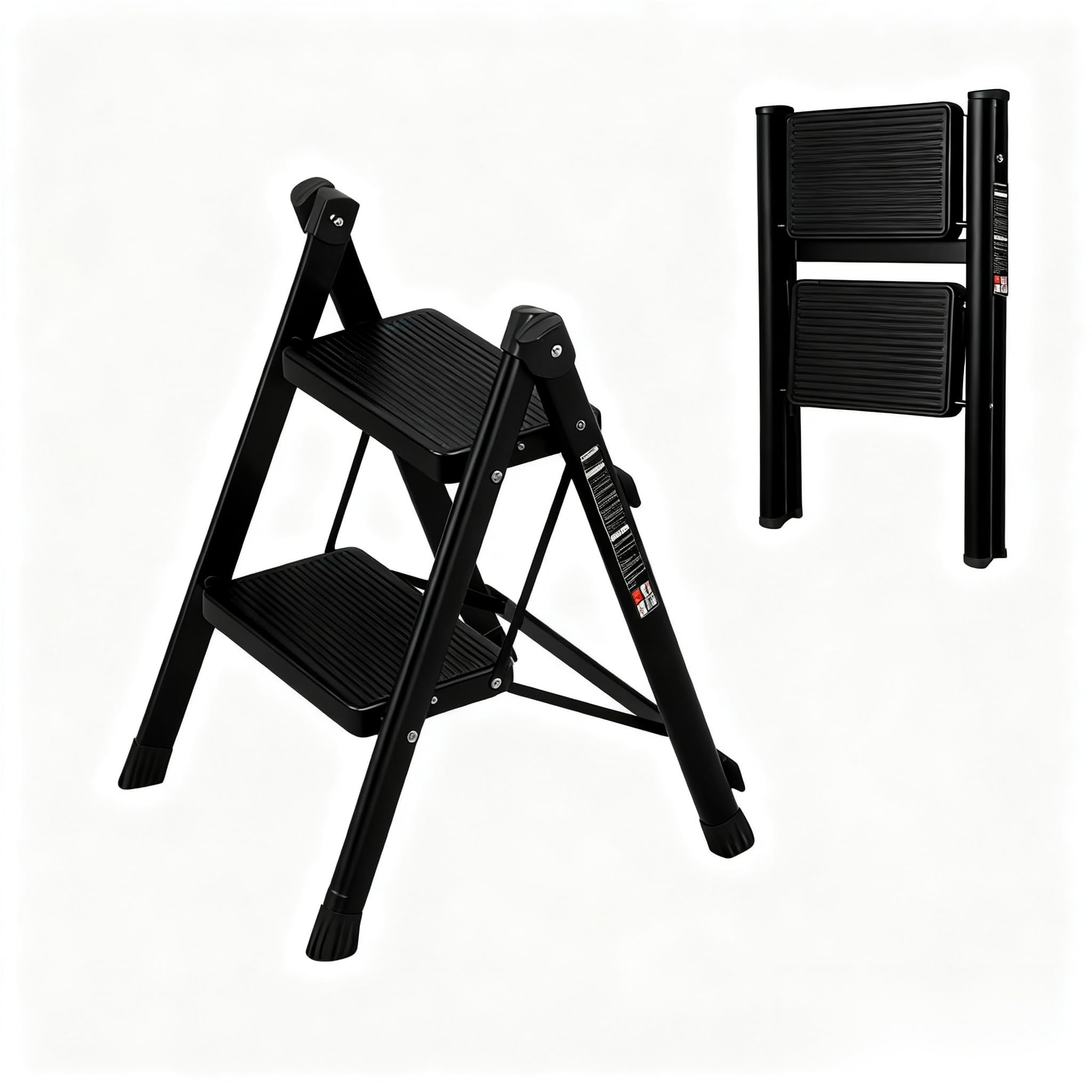 

Двухступенчатая складная стремянка OSATA, грузоподъемность 150 кг, легкая, с нескользящей подкладкой (Черный, 2 ступени)