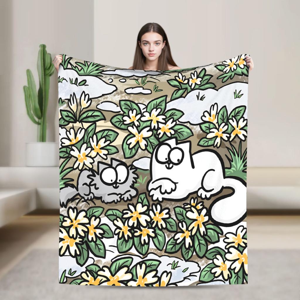 Simons Cat Cute Animal Anime Blanket Quality Warm Soft  Bedding Throws Winter Kids Outdoor Print Bedspread