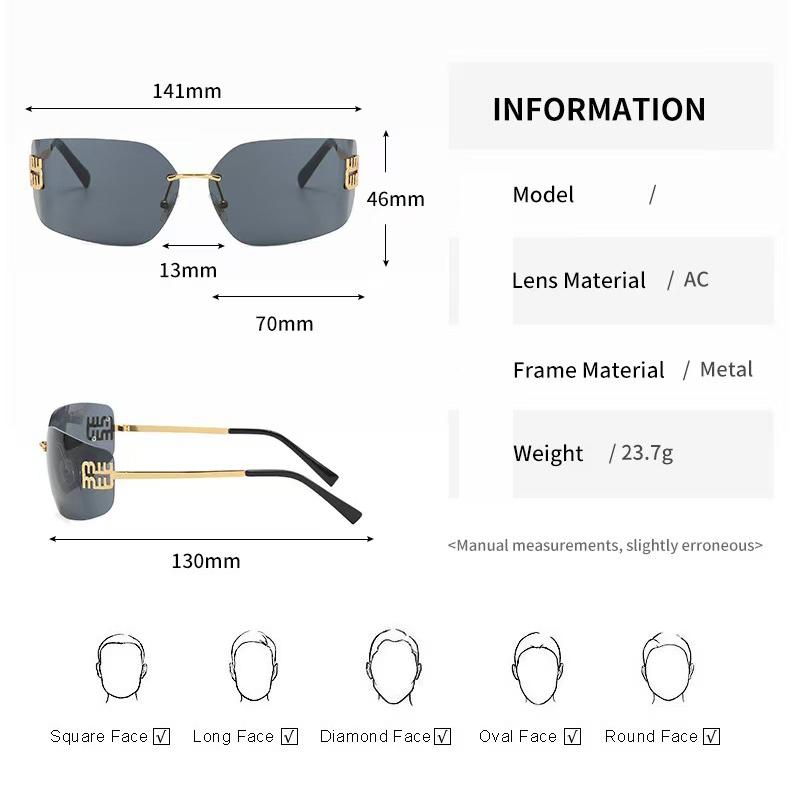 Light Luxury Frameless Curved Metal Sunglasses with Personalized Y2k Millennium Hot Girl Style, Popular Street Photography Trend Sunglasses