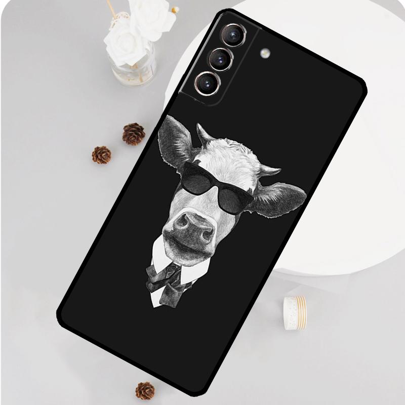 Funny Cow Face Phone Case For Samsung Galaxy S25 S26 Ultra S20 S21 S22 S23 S24 Plus S10 S25 FE Funda Cover