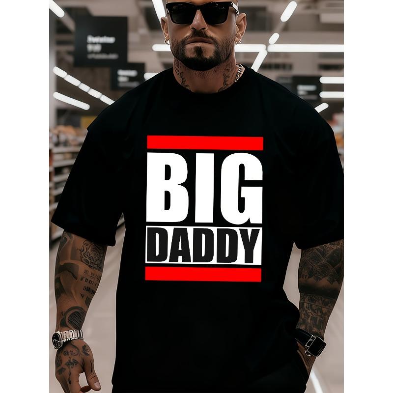 

European sizes Men s PLUS BIG DADDY Graphic T-Shirt Plus Size Street Style Loose Fit Soft Breathable Shirt Machine Washable 4XL чорний