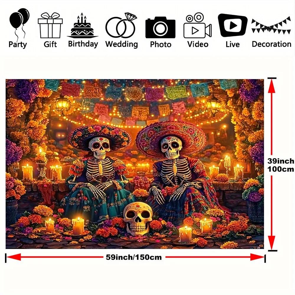 1pc Death God Party Background Banner, 39×59 inches - 70.8×90.5 inches Skull Garland Decorationzyc