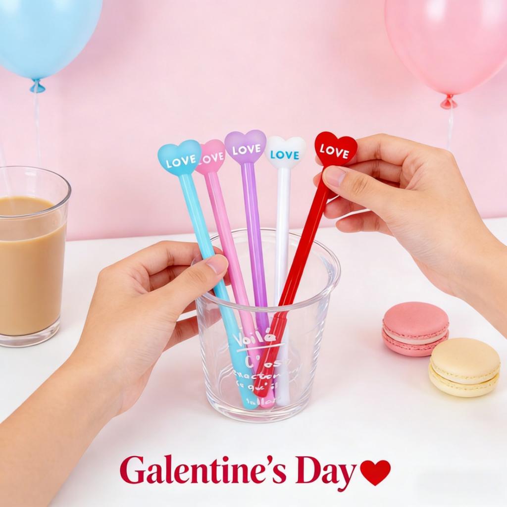 2pcs Love Heart Gel Pens 0.5mm Black Ink Romantic Valentine'S Day Gifts Smooth Writing Cute Student Stationery Wedding Favors