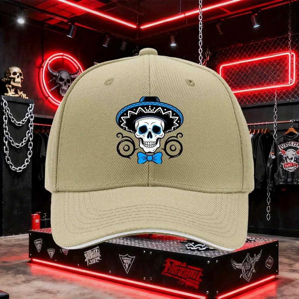 Day Of The Dead Mariachi Skull Baseball Cap Polyester Adjustable Casual Snapback Hat Unisex