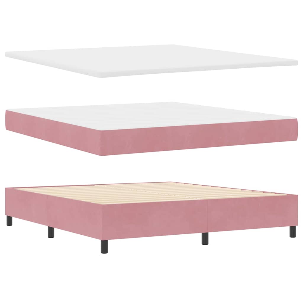Box Spring Bed with Headboard Pink 200 x 180 cm Velvet
