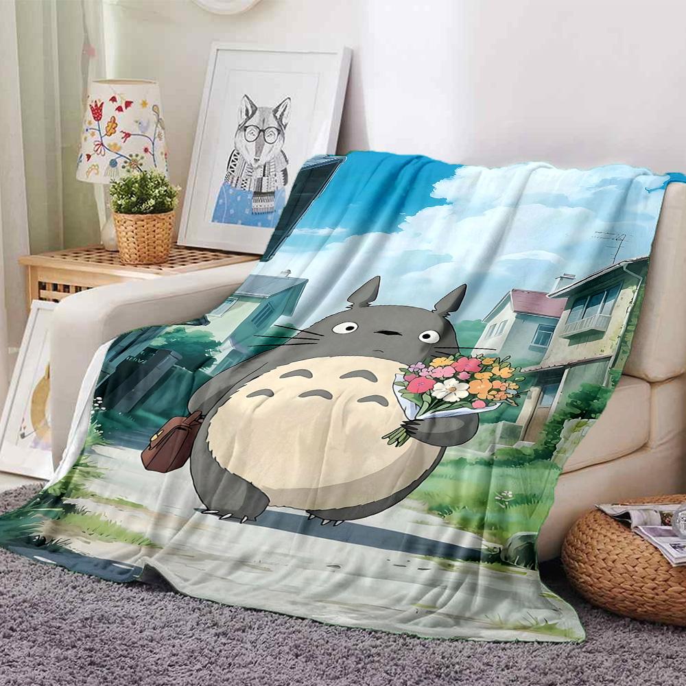 1pc Totoro Friends Forest Flannel Blanket,Ultra Soft Warm Plush Throw for Home Bedroom Bed Sofa Cover Camping Picnic Gift Y7171